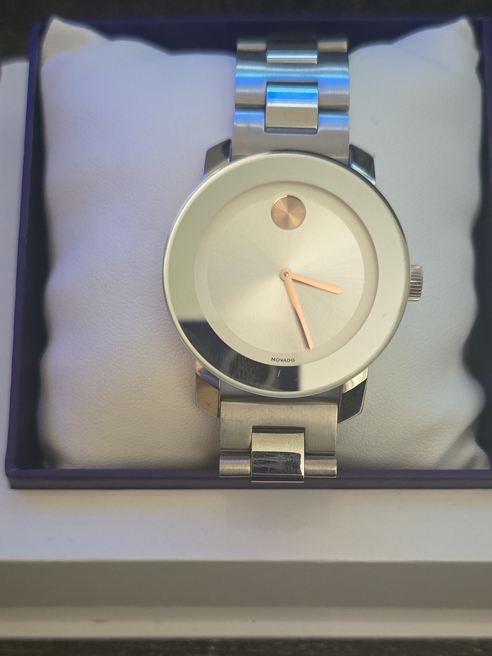 Movado Bold Silver with Rose Gold Accents Quartz Women's Wristwatch